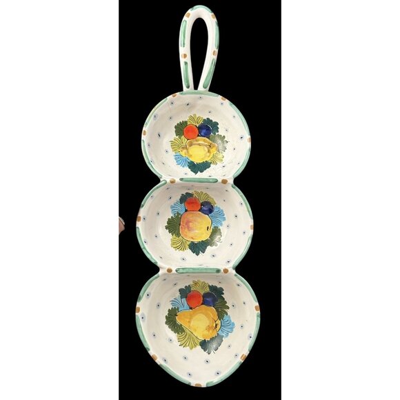 Vintage Art POTTERY Fratelli Fanciullacci Italy Divided Olive Dish Tray Handled - Picture 4 of 10